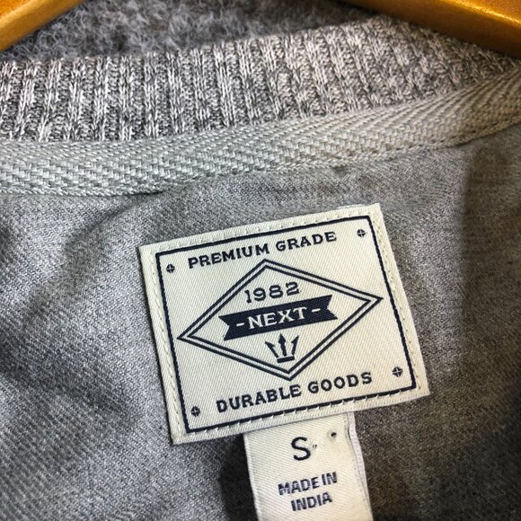 Next 1982 Henley Shirt Mens Small Gray Long Sleeve Textured Ribbed Stretch - Picture 2 of 9